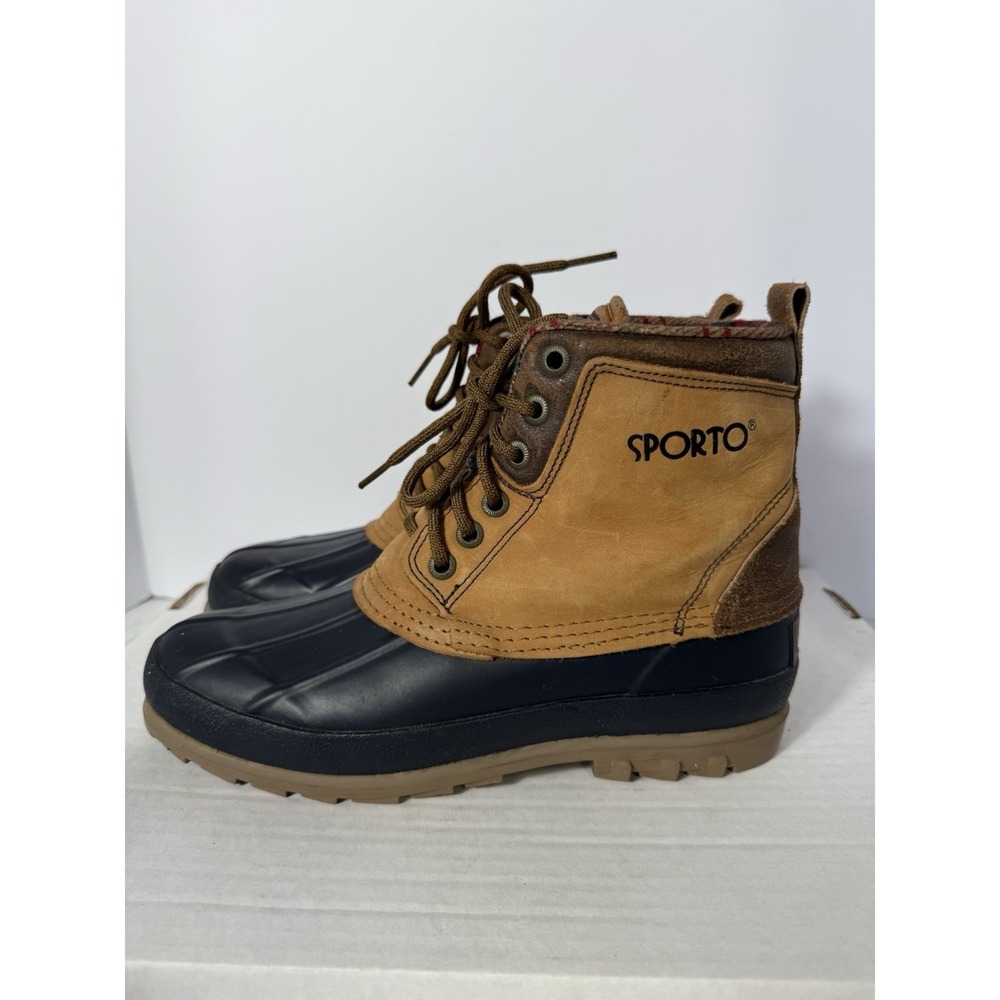Sporto Insulated‎ Duck Boots Women's 8 Tan Brown Leather Rubber Winter